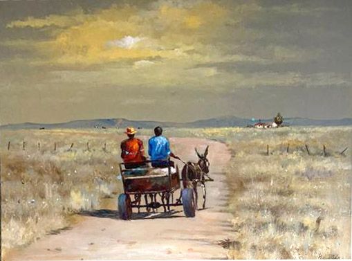 Edward Selematsela - Donkey Cart - 40x50