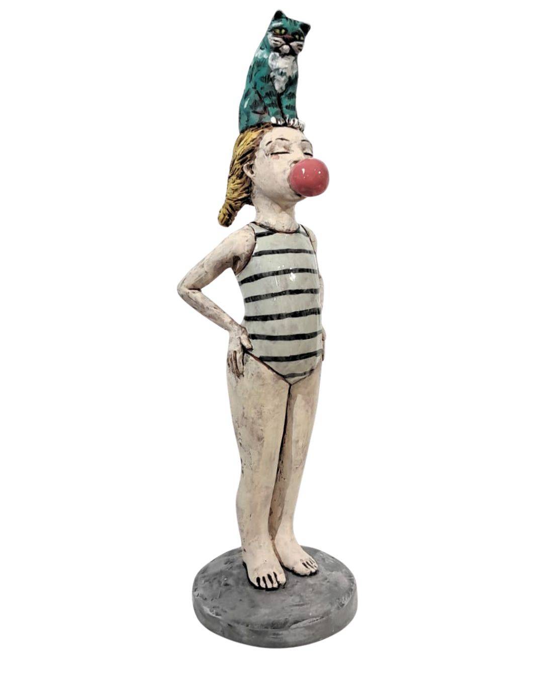 Girl With Bubble & Cat